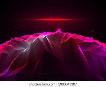 Fantastic space planet terrain vector illustration, cosmos science fiction great 3d design. Usable as abstract background with copy space for title and text.