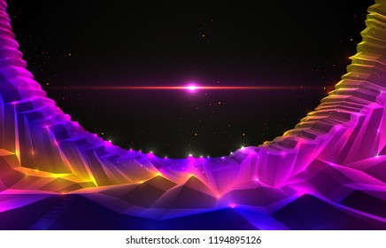 Fantastic space planet terrain vector illustration, cosmos science fiction great 3d design. Usable as abstract background with copy space for title and text.