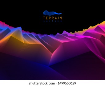 Fantastic space planet terrain vector illustration, cosmos science fiction great 3d design. Usable as abstract background with copy space for title and text.