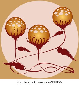 Fantastic stylized plants of fiery color
