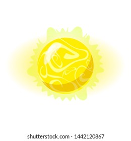 Fantastic sun planet, icon cartoon style, vector isolated for games, applications on white background