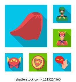 A fantastic superhero flat icons in set collection for design. Superhero's equipment vector symbol stock web illustration.