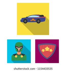A fantastic superhero flat icons in set collection for design. Superhero equipment vector symbol stock web illustration.