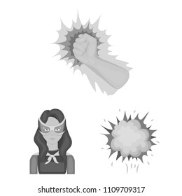 A fantastic superhero monochrome icons in set collection for design. Superhero's equipment vector symbol stock web illustration.