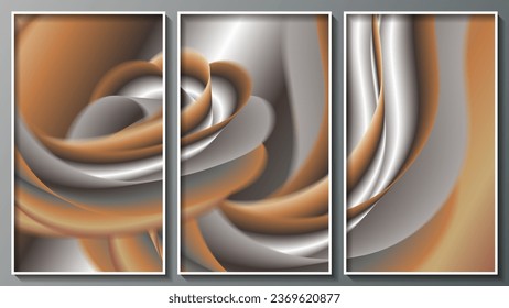 Fantastic triptych in warm colors. A beautiful panel for interior decoration, corporate designs, blogs, postcards, posters and your other projects. Vector. 