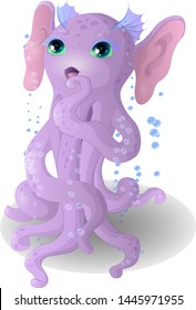Fantastic underwater creature. Vector illustration isolated on transparent background.