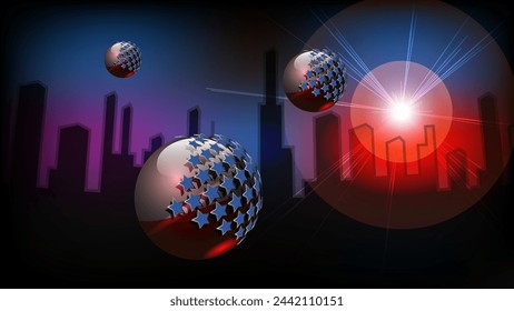 Fantastic urban wallpaper. A beautiful illustration for interior decoration, corporate designs, blogs, postcards, posters and your other projects. Vector. 