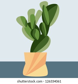Fantastic vector cactus in pot as ornament plant