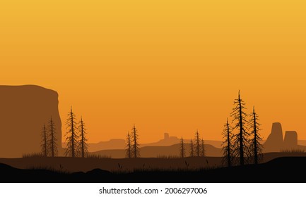 Fantásticas vistas desde el suburbio al crepúsculo. Ilustración vectorial de una ciudad