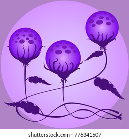 Fantastic violet plants in the form of a ball