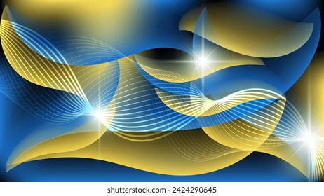 Fantastic wallpaper in blue and yellow tones. An excellent background for designing pages on social networks, posters, presentations, outdoor advertising and your other projects. Vector.