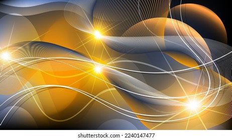 Papel pintado fantástico. Flashes de energía, líneas entrelazadas, formas onduladas abstractas superpuestas en un fondo de mezcla de colores. Vector.