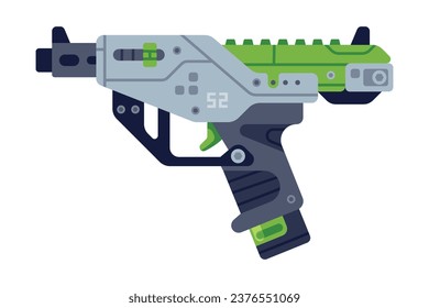 Fantástico arma y Raygun como destructiva ilustración de vectores de arma energética