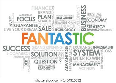 Fantastic  in word cloud and white background