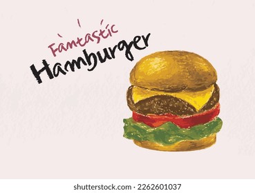 Fantastically delicious hamburger illustration painting