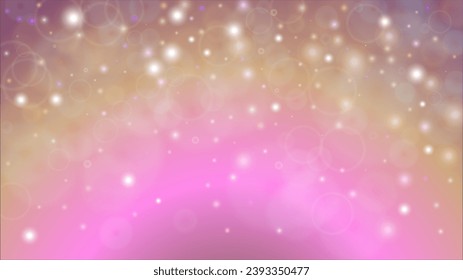 Fantasy Abstract Defocused Bokeh Circles Background Design.  Christmas snowfall Vector Horizontal Illustration. Cosmic Print. Glitter confetti. Good for Banners, Posters, Covers, Flyers, Cards.