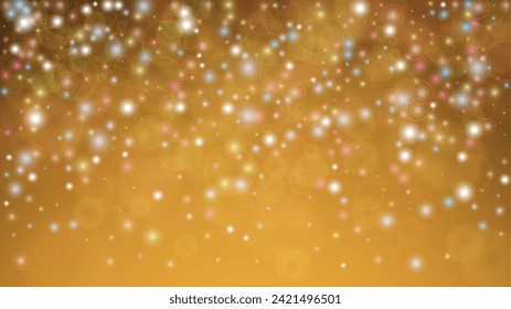 Fantasy Abstract Defocused Bokeh Circles Background Design.  Christmas snowfall Vector Horizontal Illustration. Cosmic Print. Glitter confetti. Good for Banners, Posters, Covers, Flyers, Cards.