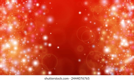 Fantasy Abstract Defocused Bokeh Circles Background Design.  Christmas snowfall Vector Horizontal Illustration. Cosmic Print. Glitter confetti. Good for Banners, Posters, Covers, Flyers, Cards.