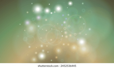 Diseño de fondo de círculos de Bokeh desenfocados Abstractas de fantasía.  Navidades Vector de nieve Ilustración Horizontal. Impresión cósmica. Confeti brillante. Bueno para Anuncios, pósters, portadas, volantes, tarjetas.