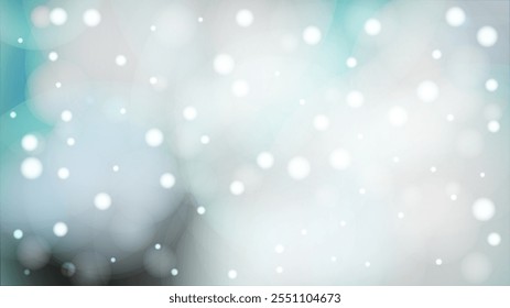 Fantasia Abstract Desfocado Bokeh Círculos Projeto de Fundo.  Cachoeira de Natal Vetor Ilustração Horizontal.  Confete brilhante. Céu de neve de inverno. Ilustração mágica de Ano Novo. Flocos de neve em queda