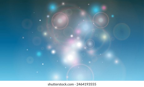 Fantasy Abstract Defocused Light Spot Background Design. Christmas snowfall Vector Horizontal Illustration. Cosmic Print. Glitter confetti. Good for Banners, Posters, Covers, Flyers, Cards.