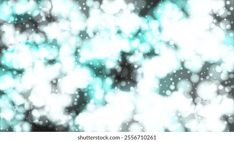 Fantasy Abstract Defocused Light Spot Background Design. Christmas Snowfall Vector Horizontal Illustration.  Glitter confetti. Winter Snow Sky. New Year Magic Illustration. Falling Snowflakes