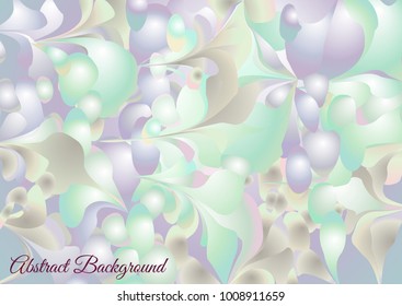 Fantasy abstract magic background with botanical decorative elements in pastel turquoise-lilac shades. Vector colorful illustration. 