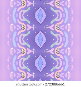 Fantasia abstrato padrão com formas de cristal em tons roxos, fundo sonhador, arte abstrata, geométrica, padrão, pastel, textura, surreal