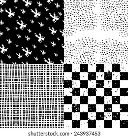 Fantasy abstract seamless pattern made with ink.Black and white modern background.