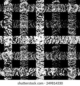 Fantasy abstract seamless pattern made with chalk.Black and white modern background. Grungy texture.