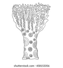 Fantasy abstract tree. Hand drawn doodle. Ethnic patterned vector illustration. African, indian, totem tatoo design. Sketch for avatar, tattoo, poster, print or t-shirt.