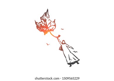 Fantasy, adventure, dream concept sketch. Hand drawn isolated vector