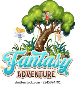 Fantasy adventure text design illustration