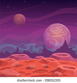 Fantasy alien landscape, vector space background