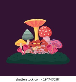 Fantasy alien mushroom composition. Fantastic concept art for decorative design.