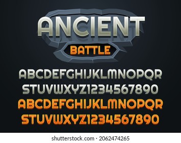 fantasy ancient battle with metal effect medieval rpg game logo title text effect with stone frame