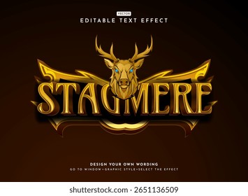 fantasy ancient gold luxury stagmere logo with stag deer head for rpg logo text effect