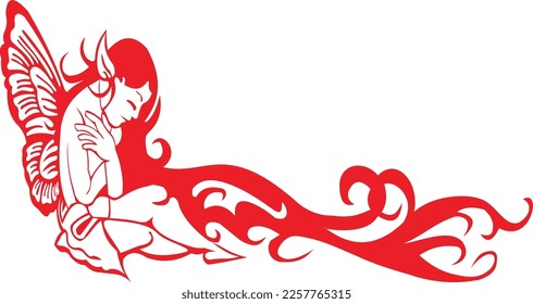 Fantasy angel silhouette stock illustration, BAD BOY Logo "BAD Boy" in red