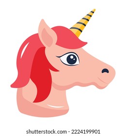 Fantasy animal, flat style icon of unicorn 