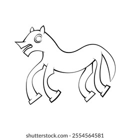 fantasy animal, outline, black and white, outline