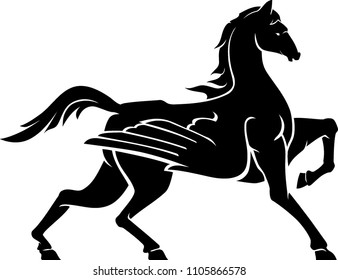 Fantasy Animal Pegasus Side View Silhouette Stock Vector (Royalty Free ...