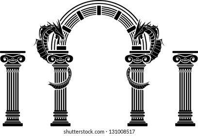 fantasy arch and columns. seventh variant. vector illustration