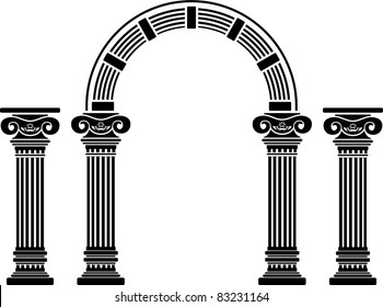 fantasy arch and columns. stencil. fifth variant. vector illustration