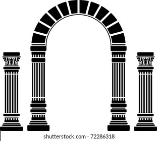 fantasy arch and columns. stencil. first variant. vector illustration