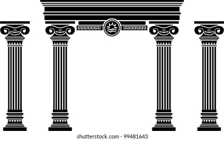 fantasy arch and columns. stencil. sixth variant. vector illustration