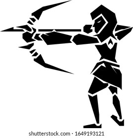 Fantasy Archer in solid black style Vector