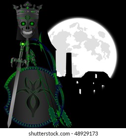 fantasy artefacts and skull. vector illustration