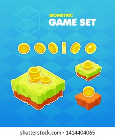 Fantasy Asset For Game Design. Ui Game Environment Design Element. Isometric Vector Illustration.