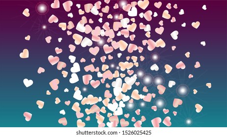 Fantasy Background with Confetti of Glitter Particles. St. Valentine Day. Anniversary pattern. Light Spots. Explosion of Confetti. Glitter Vector Illustration. Design for Card.