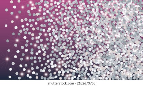 Fantasy Background with Confetti of Glitter Particles. Sparkle Lights Texture. Party pattern. Light Spots. Star Dust. Explosion of Confetti. Design for Template.